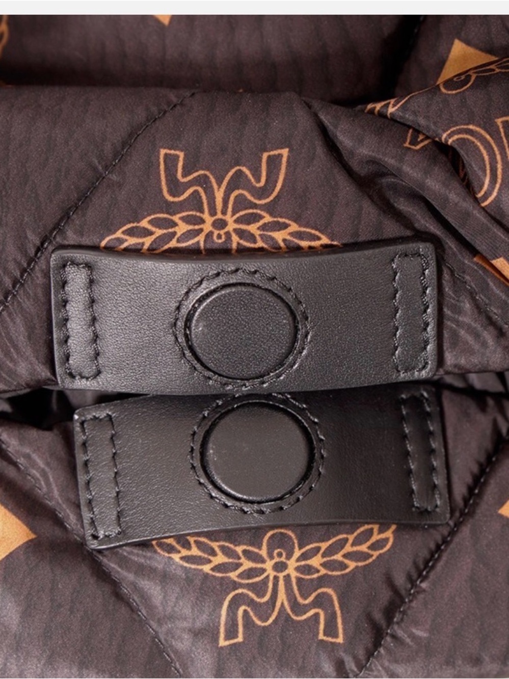 MCM Black & Cognac Logo Quilted Puffer Tote - Picture 7 of 13